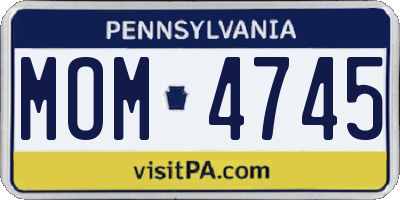 PA license plate MOM4745