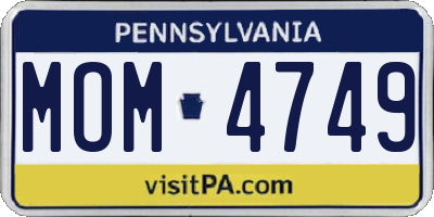 PA license plate MOM4749