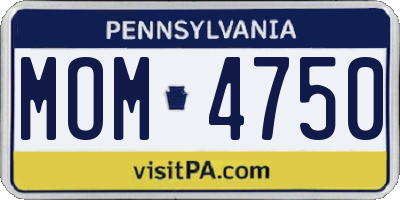 PA license plate MOM4750