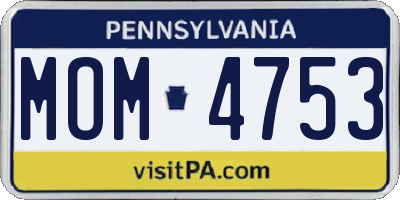 PA license plate MOM4753