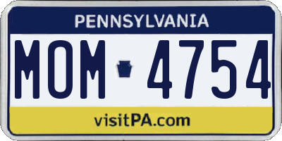 PA license plate MOM4754