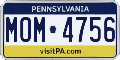 PA license plate MOM4756