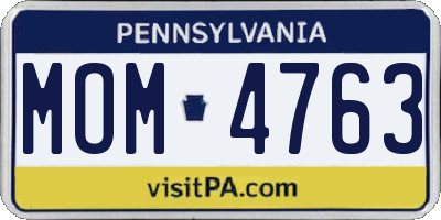 PA license plate MOM4763