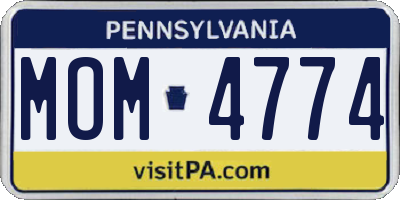 PA license plate MOM4774