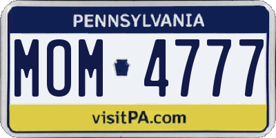 PA license plate MOM4777