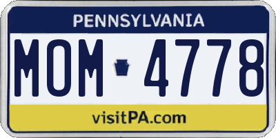 PA license plate MOM4778