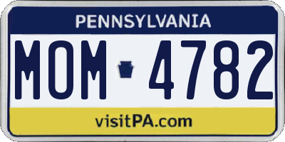 PA license plate MOM4782