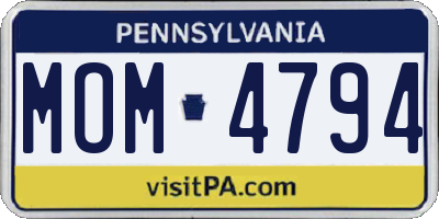 PA license plate MOM4794