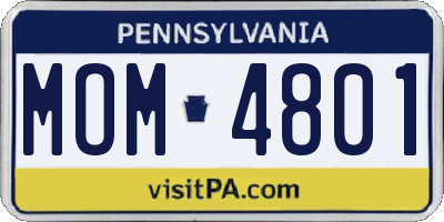 PA license plate MOM4801