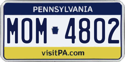 PA license plate MOM4802
