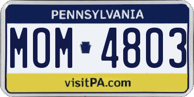 PA license plate MOM4803