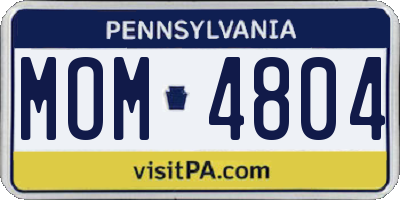 PA license plate MOM4804