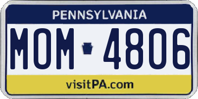 PA license plate MOM4806