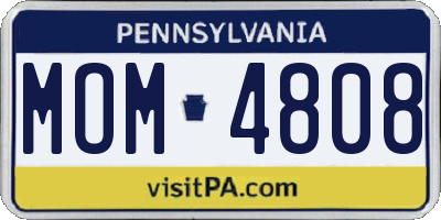 PA license plate MOM4808
