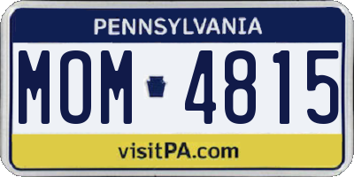PA license plate MOM4815