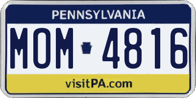 PA license plate MOM4816