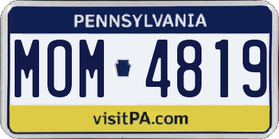 PA license plate MOM4819