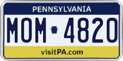 PA license plate MOM4820