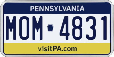 PA license plate MOM4831