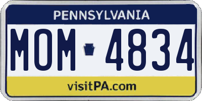 PA license plate MOM4834