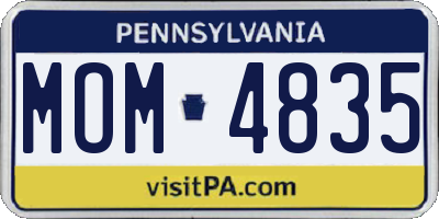 PA license plate MOM4835