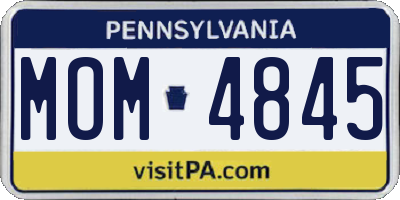PA license plate MOM4845