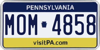 PA license plate MOM4858