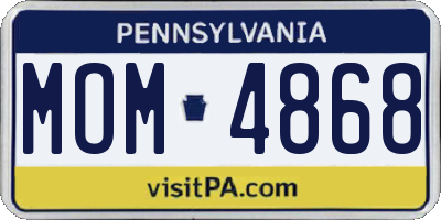 PA license plate MOM4868