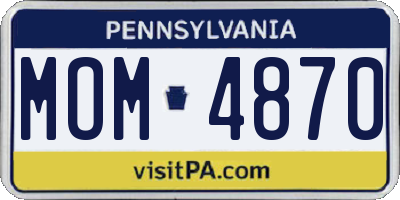 PA license plate MOM4870
