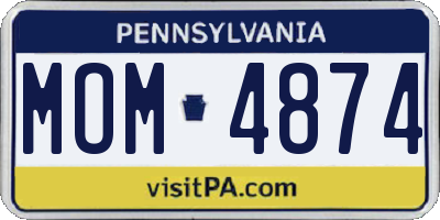 PA license plate MOM4874