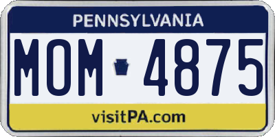 PA license plate MOM4875
