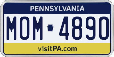 PA license plate MOM4890