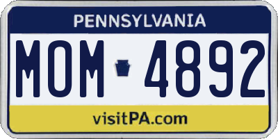 PA license plate MOM4892