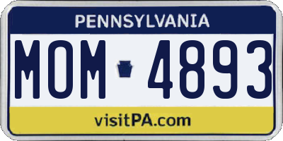 PA license plate MOM4893
