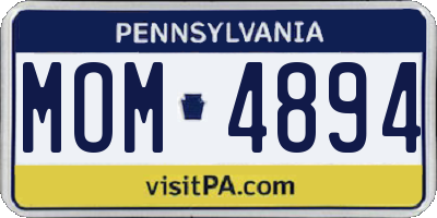 PA license plate MOM4894