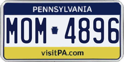 PA license plate MOM4896