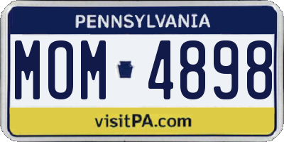 PA license plate MOM4898