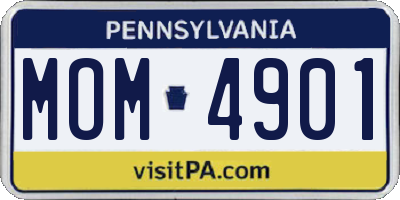 PA license plate MOM4901