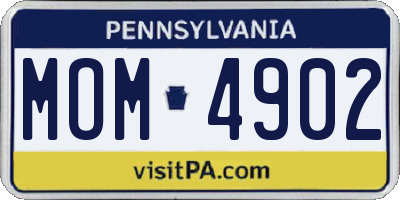 PA license plate MOM4902