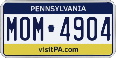 PA license plate MOM4904