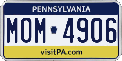 PA license plate MOM4906
