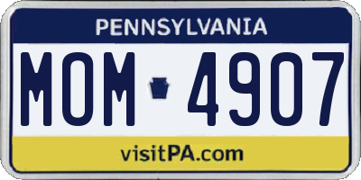 PA license plate MOM4907