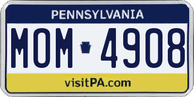 PA license plate MOM4908