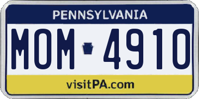 PA license plate MOM4910