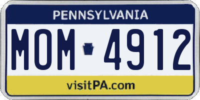 PA license plate MOM4912