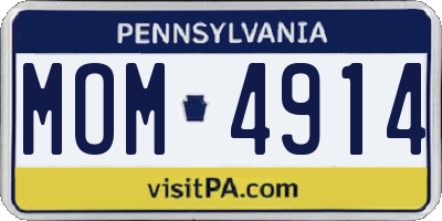 PA license plate MOM4914