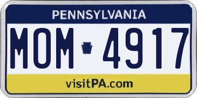 PA license plate MOM4917