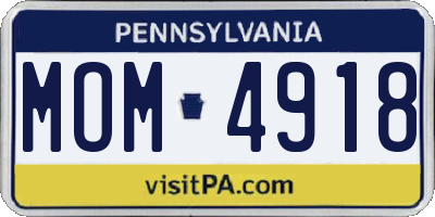 PA license plate MOM4918