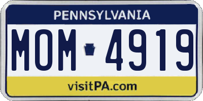 PA license plate MOM4919
