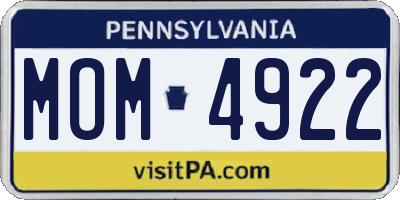 PA license plate MOM4922